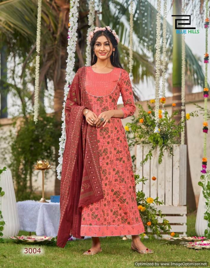 Blue Hills Ada 3 New Exclusive Wear Cotton Printed Anarkali Kurti With Dupatta Collection